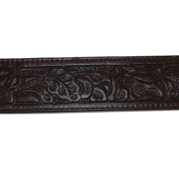 CTM Embossed Leather Money Belt with Removable Buckle - Picture 3 of 6